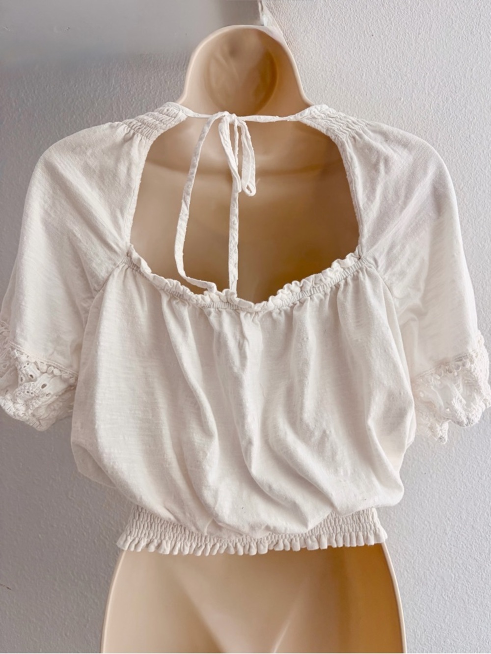 Anthropologie Porridge "Freya" White Eyelet Smocked Off-Shoulder Top - S - Picture 5 of 15